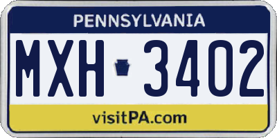 PA license plate MXH3402