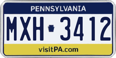 PA license plate MXH3412