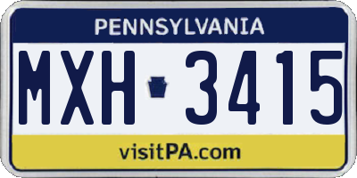 PA license plate MXH3415