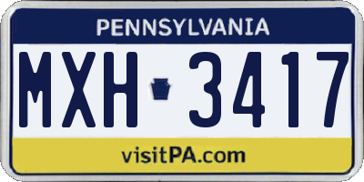 PA license plate MXH3417