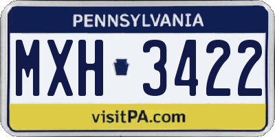 PA license plate MXH3422