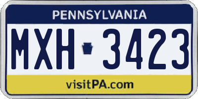 PA license plate MXH3423