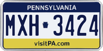 PA license plate MXH3424