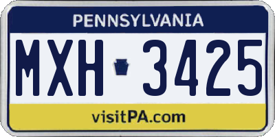 PA license plate MXH3425