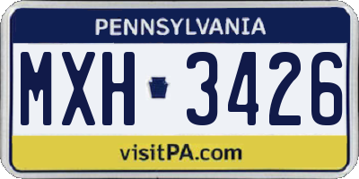 PA license plate MXH3426