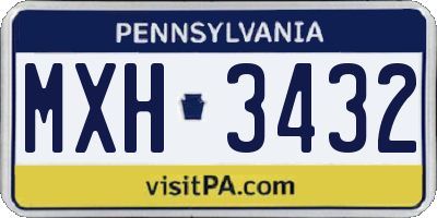 PA license plate MXH3432