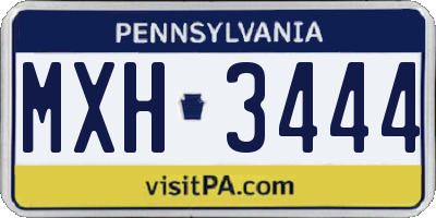 PA license plate MXH3444