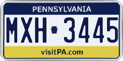 PA license plate MXH3445