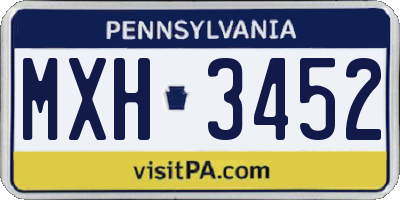 PA license plate MXH3452