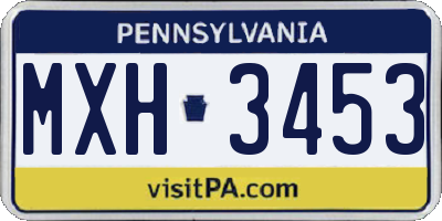 PA license plate MXH3453