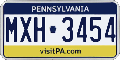 PA license plate MXH3454