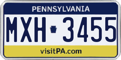 PA license plate MXH3455