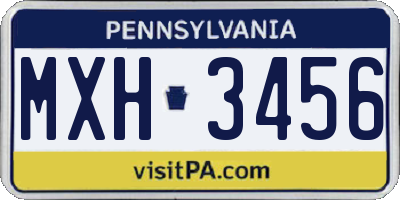 PA license plate MXH3456