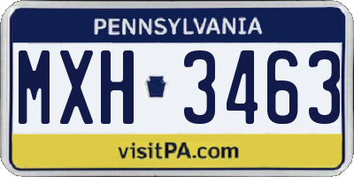 PA license plate MXH3463