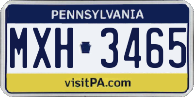 PA license plate MXH3465
