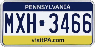 PA license plate MXH3466