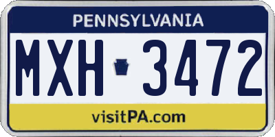 PA license plate MXH3472