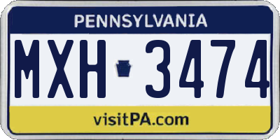 PA license plate MXH3474