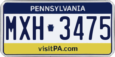 PA license plate MXH3475