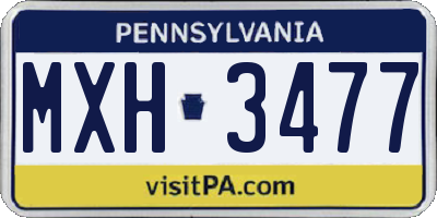 PA license plate MXH3477