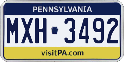 PA license plate MXH3492