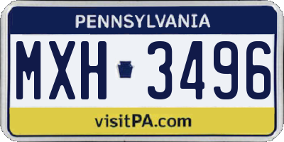 PA license plate MXH3496