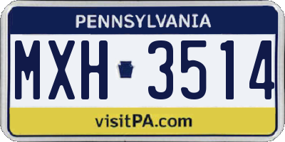 PA license plate MXH3514