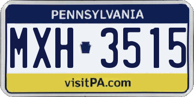PA license plate MXH3515