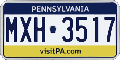 PA license plate MXH3517