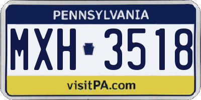 PA license plate MXH3518