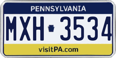 PA license plate MXH3534