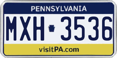 PA license plate MXH3536
