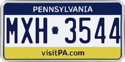 PA license plate MXH3544