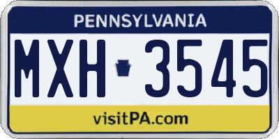PA license plate MXH3545
