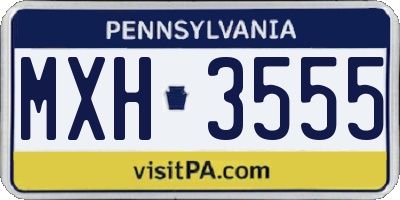 PA license plate MXH3555