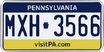 PA license plate MXH3566