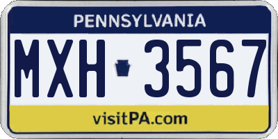 PA license plate MXH3567