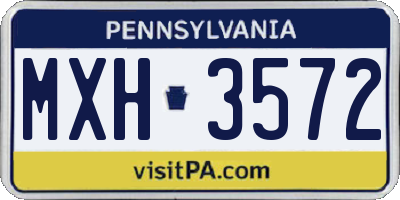 PA license plate MXH3572
