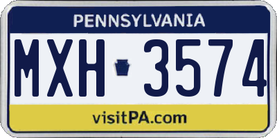PA license plate MXH3574