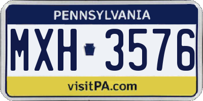 PA license plate MXH3576