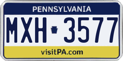 PA license plate MXH3577