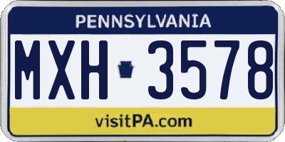 PA license plate MXH3578