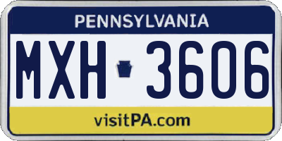 PA license plate MXH3606