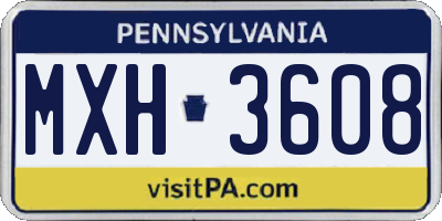 PA license plate MXH3608