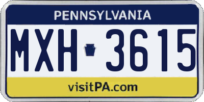 PA license plate MXH3615
