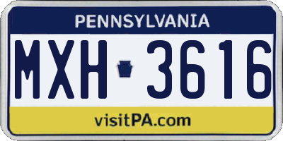 PA license plate MXH3616