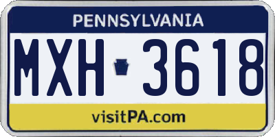 PA license plate MXH3618