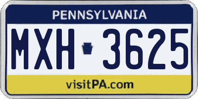 PA license plate MXH3625
