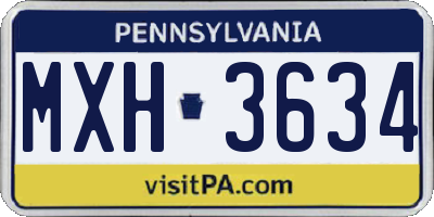 PA license plate MXH3634