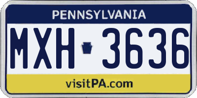 PA license plate MXH3636